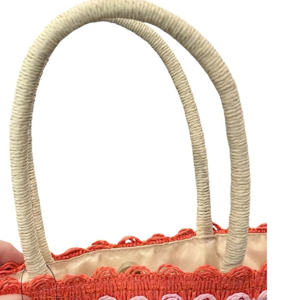 🎨 Art Class Straw Tote Beach Bag – Multi-Colored Striped‎ 🎨